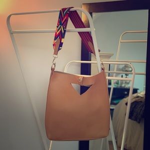 Tan shoulder tote bag